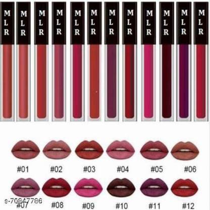 PRASADHKAM 12 pc set Liquid matte lipstick (Multicolor, 60 ml)