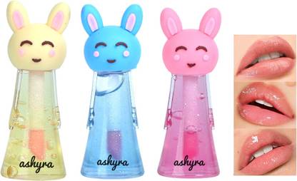 Ashyra Pink Bunny Lip Gloss – Moisturizing Gloss with Fun Design (Pack of 3)