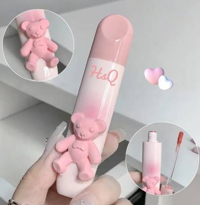 HSQ Korean Cute Teddy Bear Lip Gloss for Smooth Plump Lips |Lightweight Moisturizing
