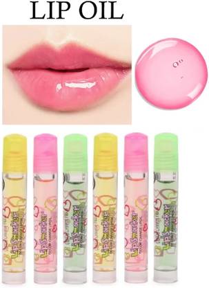 AMOSFIA Roll-on Lip Balm Bottles Lip Oil Vials Cosmetic Container with Brush Multicolor Lemonade, Pink, Orange Juice, Pink Rose, Mint, Peach, Rose, Pink, Tutti Fruitti