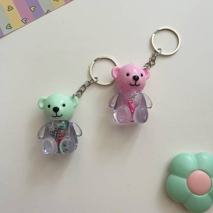 Shivarth 2PC Cute Teddy Bear Keychain Lipstick Lip Gloss Keyring Lip Balm Daily Use Tint