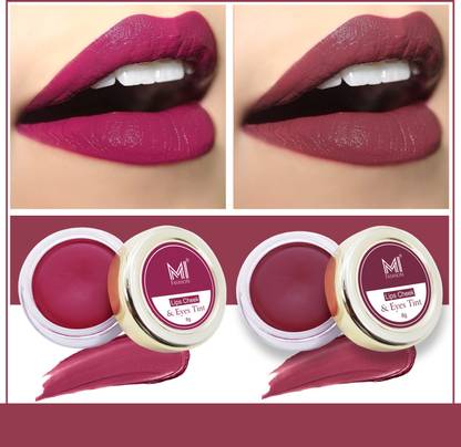 MI FASHION Natural Lip Tint Set of 2 Soft Matte Lasting Paraben SLS Free,Cheek and Eye Tint