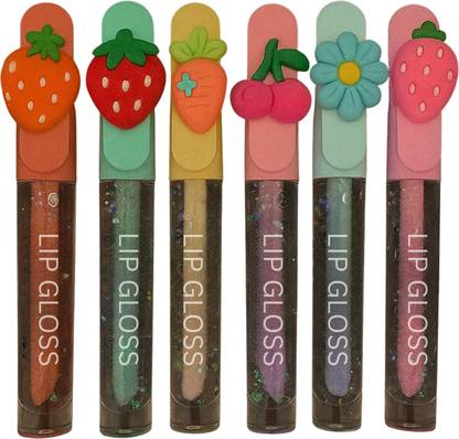 HUDA CRUSH 6 PC TRANSPERANT LIQUID LIP GLOSS SET FOR WOMEN -LONG LASTING AND GLOSSY FINISH