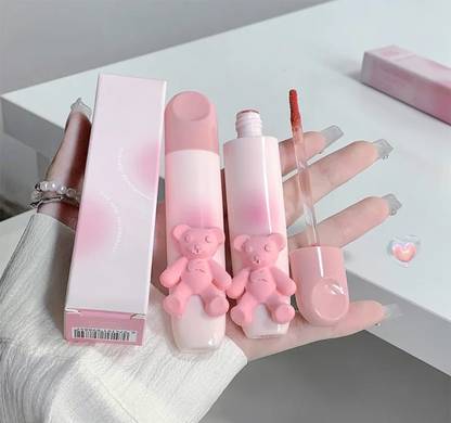 HSQ Teddy Bear Lip Gloss with Long-Lasting Moisturizing Shine Non-Sticky Glossy