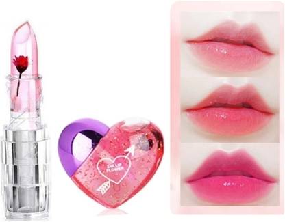 Ashyra Flower Lipstick + Heart Shape Lip gloss (Pack of 2)