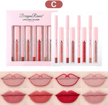 DAIMANPU Dragon Ranee Matte Lip Gloss and Lip Liner Set Waterproof Non-stick Cup