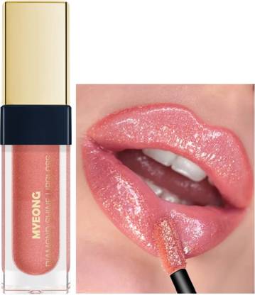 MYEONG Shimmer Liquid Glow Peach Jelly Diamond Glossy Finish Lip Plumping Lip Oil Gloss