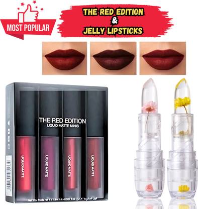 smartdrops Matte Finish Waterproof Lipstick & Pink Lips Blam Longlasting (6 PCS)