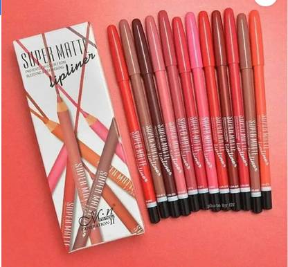 JLVH Super Matte Lip Liner Pack of-12 (Multi Color)m