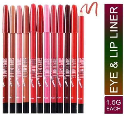 revary Set Of 12 Best Waterproof Super Matte Lip Liner Pencil, Matte Finish,