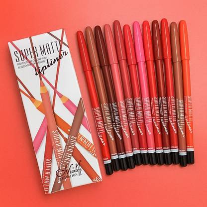 BLUSHIS Super Matte Creamy Lipliner Pencil pack of 12