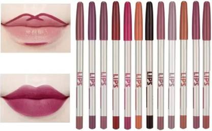REIMICHI Matte Waterproof & Smudgeproof Lipliner Pencil Pack Of 12