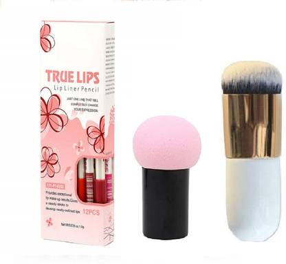 clubbeauty TRUE LIP WITH MASHROOM PUFF AND WHITE FOUNDATION BRUSH