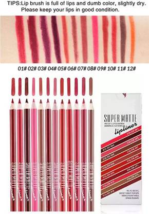 LILLYAMOR 3D Matte Lip Liner Pencil Set - 12