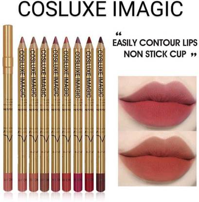 COSLUXE IMAGIC PROfessional 8 Colors Lip Liner Pencil SET, GLODEN SILKY LIP LINER PENCIL