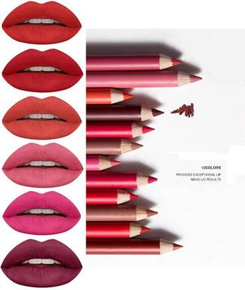 BLUEMERMAID LIPS MULTICOLOR SUPER MATTE FINISH PENCIL LIP LINER SET OF 12