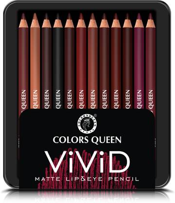 COLORS QUEEN Vivid Matte Lip & Eye Pencil, Long Lasting & Waterproof Lip Liner Pencil set