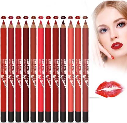 tanvi27 Super Matte Pencil Waterproof Long-lasting Lip Liner Set OF 12