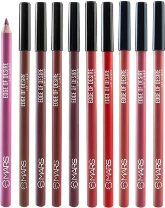 MARS Matte Lip Liner Set of 10, One Swipe Smooth Application, Long Lasting