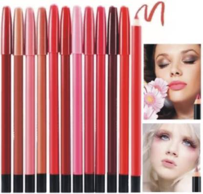 SMIETRZ Professional Multicolored Matte Super Matte Lip Liner Pencil - (Set of 12)