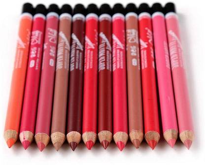 asija makeovers long lastig Waterproof Super Matte Lip Liner Pencil, Matte Finish,Set Of 12