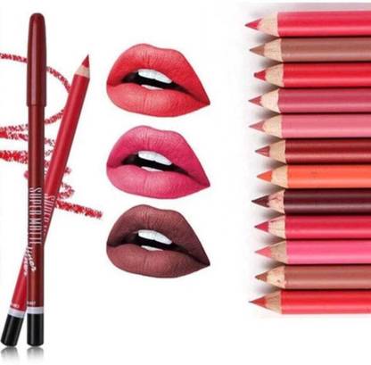 mkldsrh professional multicolored super matte lip liner pencil 12 pcs combo set