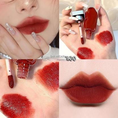 luzimaisa Maroon Matte Lipstick Velvet Transparent Lip Glaza Pigment