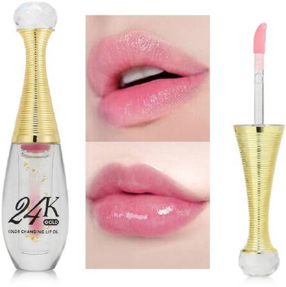 nuvya Color Changing Lip Oil with Natural Pink Shine & Gold Sparkle