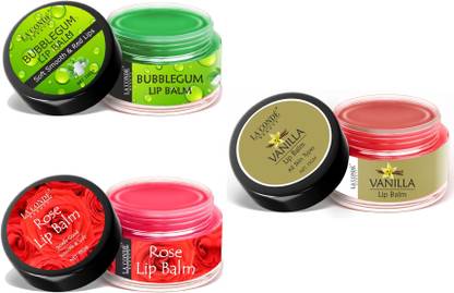 La'Conde Bubblegum,Rose & Vanilla Lip Balm for Dry Lips - Pack of 3 (Each,15g)