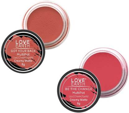 LOVE EARTH Lip Tint & Cheek Tint Combo Rose Pink & Raspberry Pinkfor Lips, Eyelids Cheeks Lip Stain