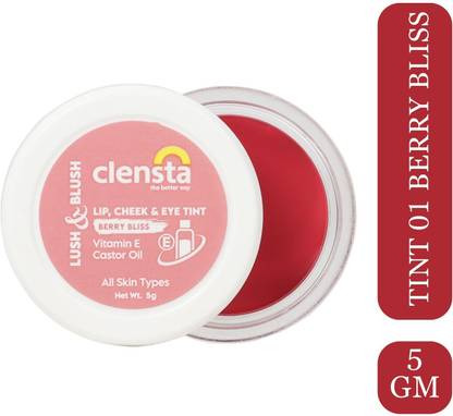 Clensta Lip Cheek Tint - Berry Blish, with Goodness of Vitamin E & Castor Oil Lip Stain