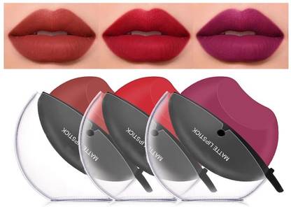 Latixmat Lip Shape Lipstick Apple Design Matte Lipstick Pack Of 3 Lip Stain