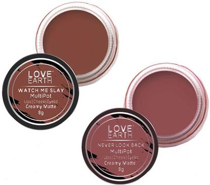 LOVE EARTH Lip Tint & Cheek Tint Combo Ruby Pink & Caramel Brownfor Lips, Eyelids Cheeks Lip Stain