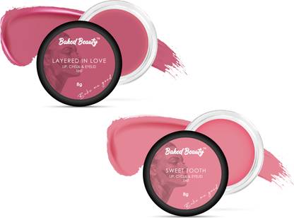 BAKED BEAUTY Lip and Cheek Tint Combo ( Pack of 2 ) | With Vitamin E & Shea Butter Lip Stain