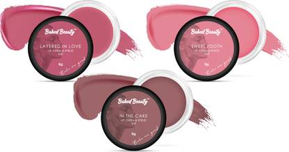BAKED BEAUTY Lip and Cheek Tint Conbo ( Pack of 3 ) | With Vitamin E & Shea Butter Lip Stain