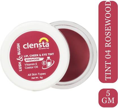 Clensta Lip Cheek Tint - Rosewood, with Goodness of Vitamin E & Castor Oil Lip Stain