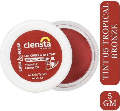Clensta Lip Cheek Tint - Tropical Brown, with Goodness of Vitamin E & Castor Oil Lip Stain