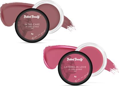 BAKED BEAUTY Lip and Cheek Tint Combo ( Pack of 2 ) | With Vitamin E & Shea Butter Lip Stain