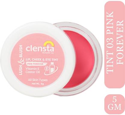 Clensta Lip Cheek Tint - Pink Forever, with Goodness of Vitamin E & Castor Oil Lip Stain
