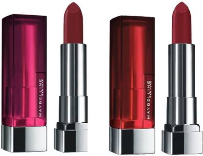 MAYBELLINE NEW YORK Color Sensational Creamy Matte Lipstick, 695 Divine Wine + 808 Plum Perfection