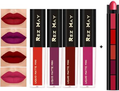 rezmay Beauty 4 Piece WaterProof Liquid Matte Combo Pack + 5 in 1 Lipstick Set