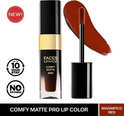 FACES CANADA Comfy Matte Pro Lip Color | 10hr stay | Comfortable | Magnifico red 01 5.5 ml