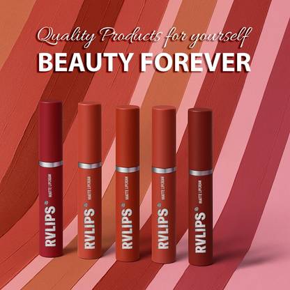 RVLIPS Beauty Professional Color Sensational Liquid Lipstick Combo, Set of 5 Lipsticks