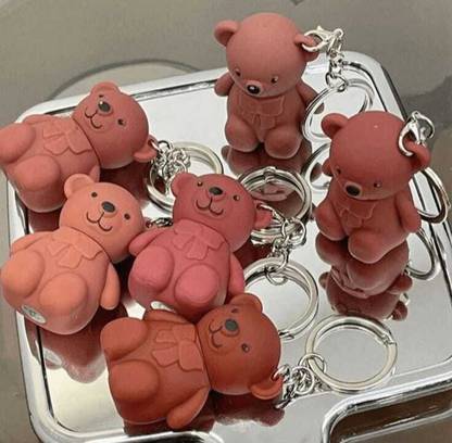 Ashyra Cute 2in1 Teddy Bear Lipstick Key Chain| Long Lasting & Waterproof (Pack of 6)