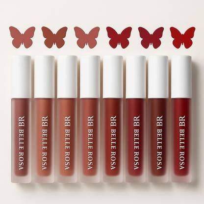 BR Belle Rosa Red Nude Matte Liquid Lipstick Combo for Women – 8pcs