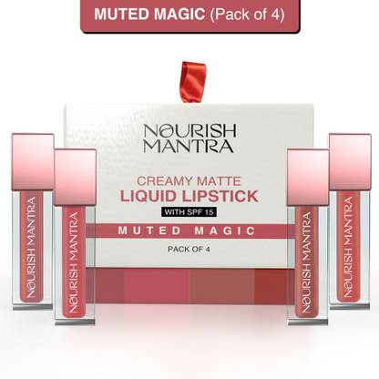 Nourish Mantra Creamy Matte liquid lipstick Set of 4 With SPF 15