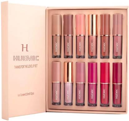 huemic Lipstick Set of 12 Matte Velvet Mini Liquid Lipstick