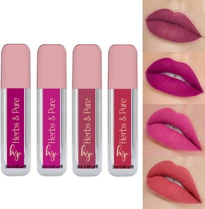 Herbs and Pure Everyday Combo of 4 Transfer-Proof, Matte, Bold & Lightweight Liquid Lipstick