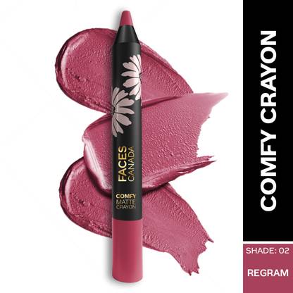 FACES CANADA Comfy Matte Lip Crayon| Creamy Texture | 8HR Long Stay| No Dryness