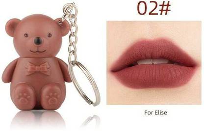 Ashyra Cute 2in1 Matte Teddy Bear Keychain Lipstick | Long Stay Non-Sticky (Pack of 1)